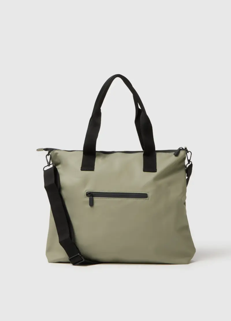 Borsa Shopper Verde Con Scomparti Multipli E Tracolla Regolabile, Donna, Verde miniatura 2