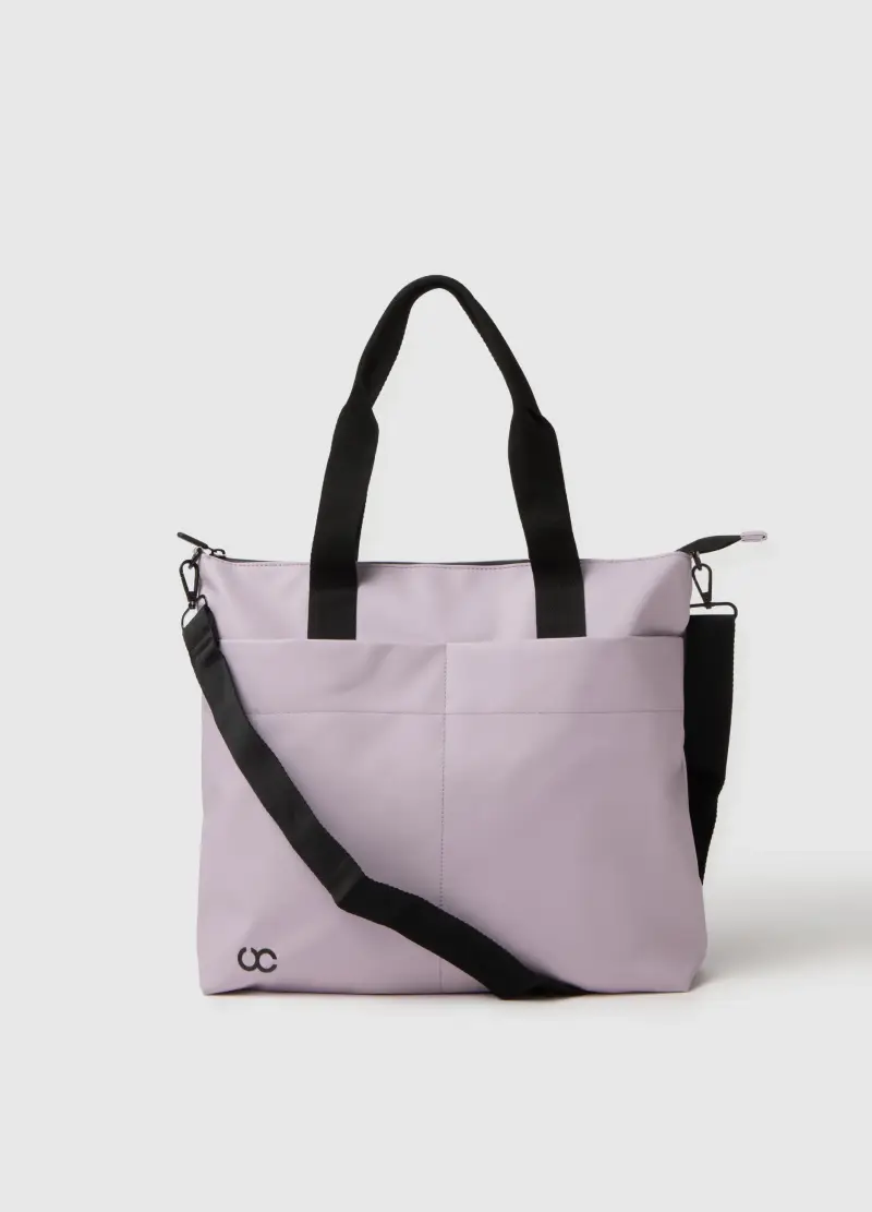 Borsa Shopper Viola Con Scomparti Multipli E Tracolla Regolabile, Donna, Viola