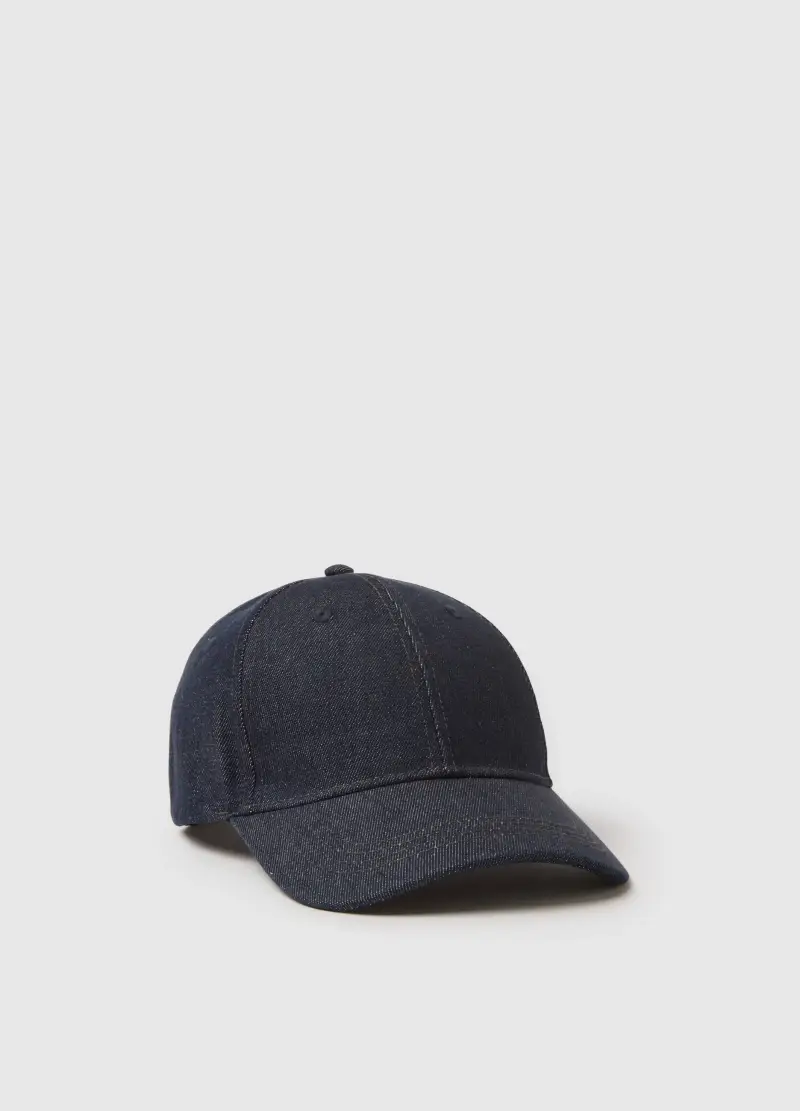 Cappello Da Baseball In Puro Cotone Denim Blu, Uomo, Denim