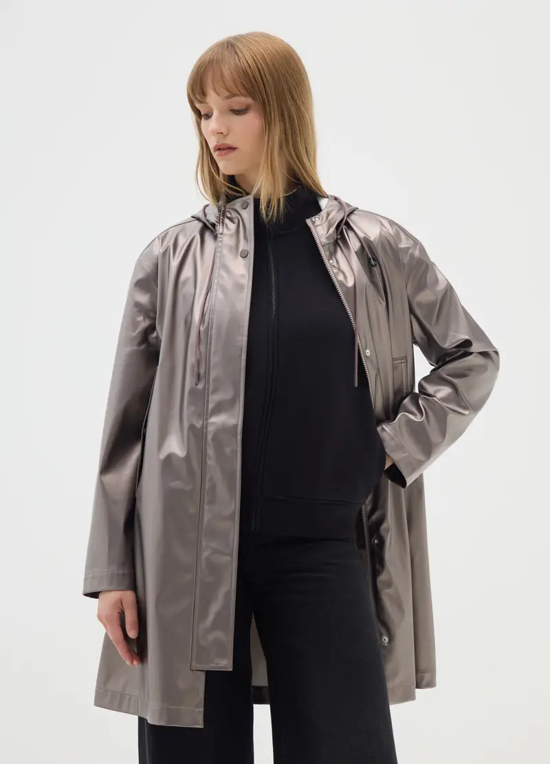 Giacca Impermeabile Taupe Metallizzato Urban Commuter, Donna, Grigio miniatura 2
