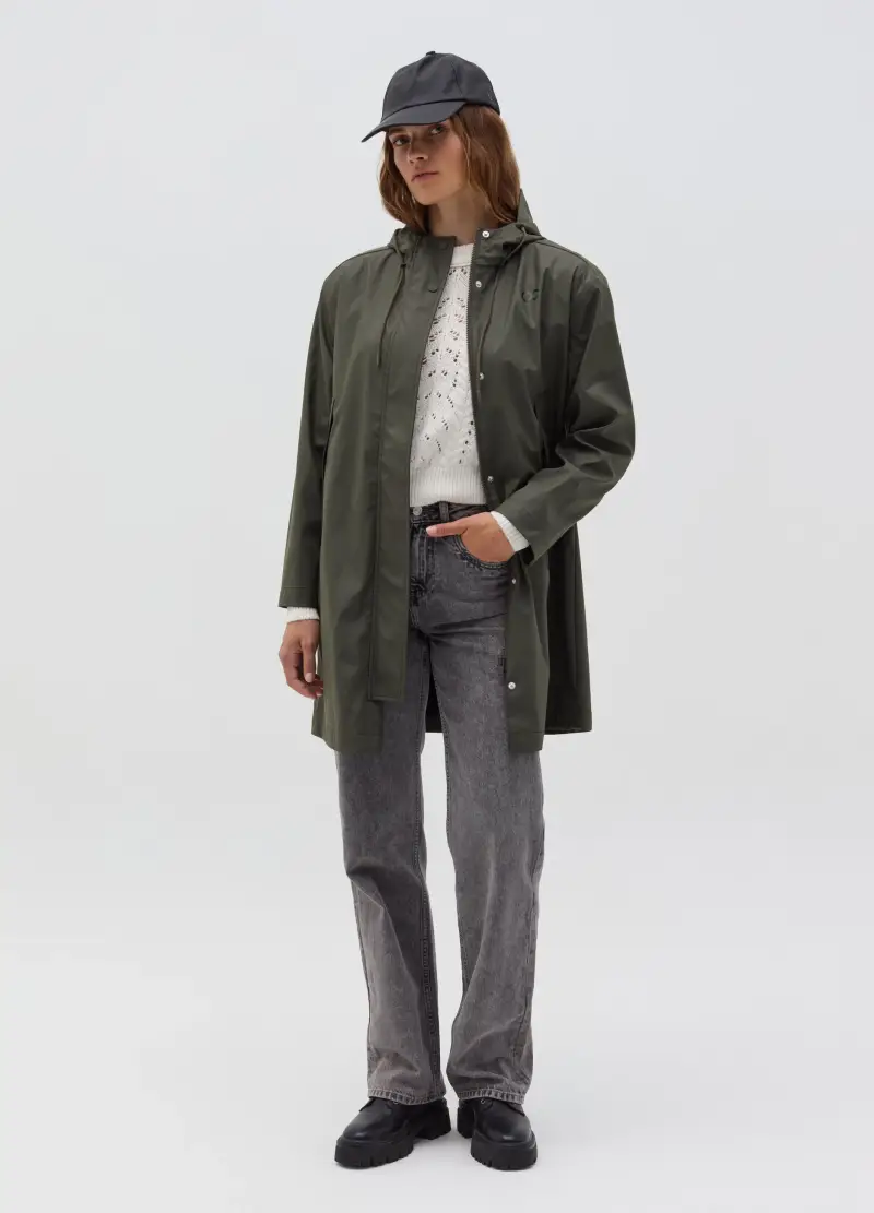 Parka Impermeabile Con Stampa Logo, Donna, Verde