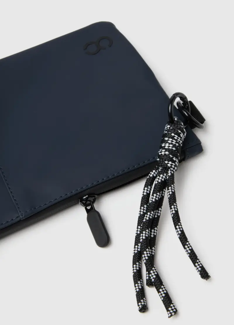 Portafoglio Blu Con Zip E Dettagli Intrecciati, Donna, Blu miniatura 3