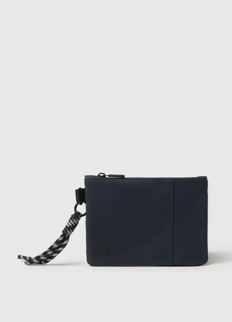 Portafoglio Blu Con Zip E Dettagli Intrecciati, Donna, Blu