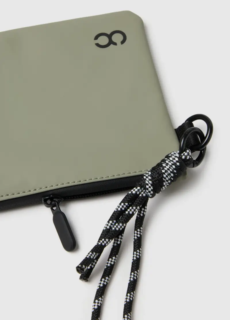 Portafoglio Verde Con Zip E Dettagli Intrecciati, Donna, Verde miniatura 3