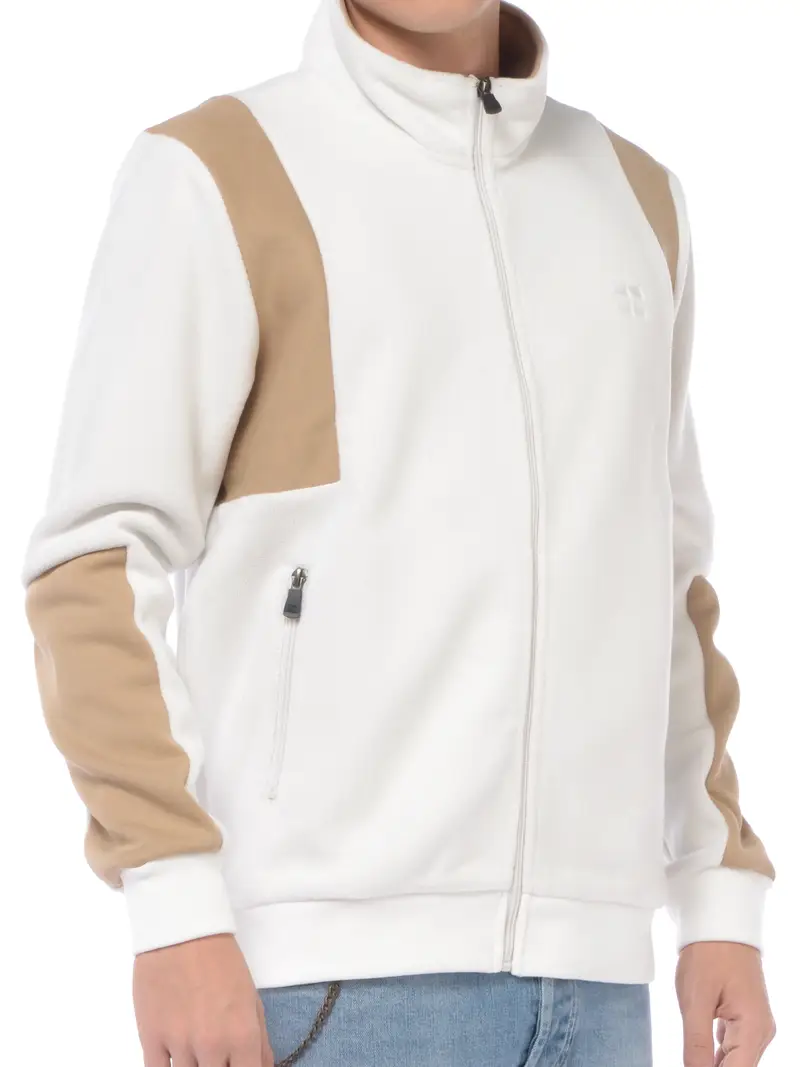 felpa da uomo Urban Ring in pile con inserti BEIGE