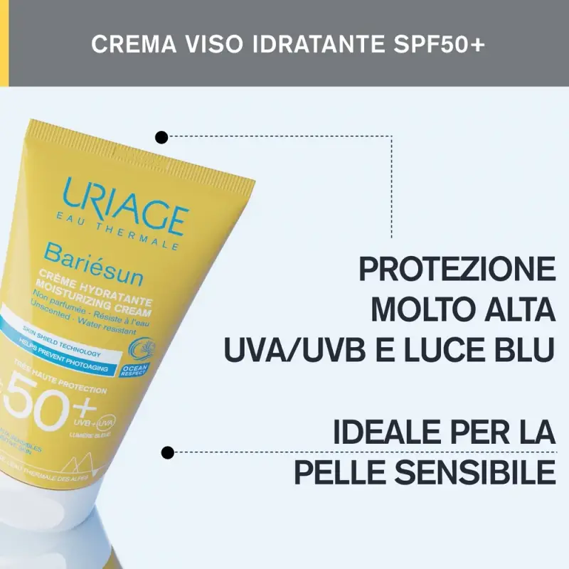 BARIESUN Crema Solare Idratante SPF50+ Senza Profumo - Protezione solare viso miniatura 4