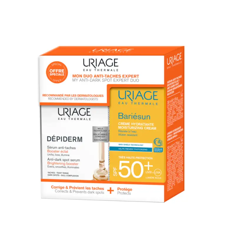 BARIESUN Duo Siero Anti-Macchie Booster Illuminante & Bariesun Crema Solare Spf50+ - Protezione solare viso