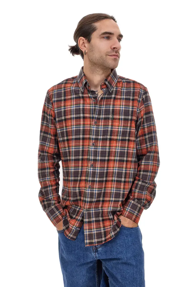 Camicia a quadri arancio 100% cotone US Golf CC09 [ORANGE]