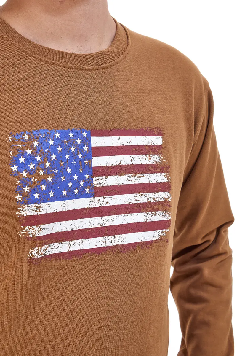 Felpa girocollo marrone con stampa frontale US GOLF CLUB 1291 [CAMEL] miniatura 2