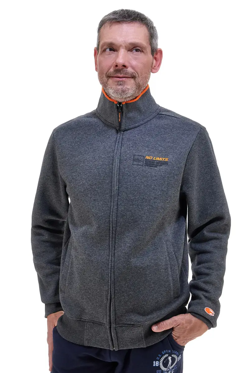 Felpa grigia full zip No Limits MASW003W24 [GRIGIO SCURO] miniatura 2