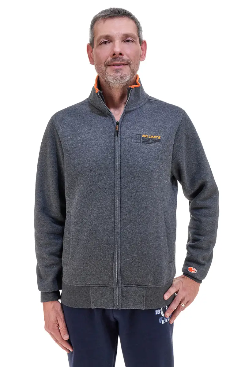 Felpa grigia full zip No Limits MASW003W24 [GRIGIO SCURO]