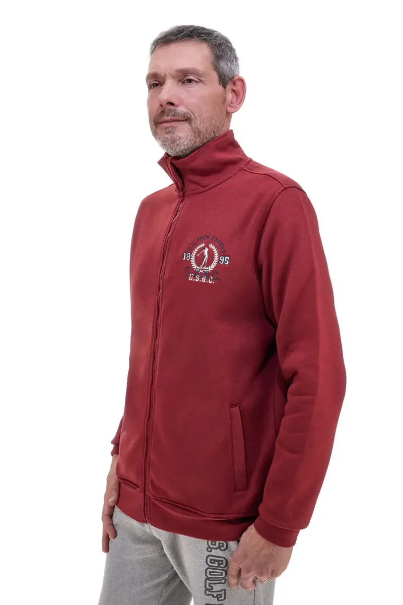 Felpa rossa full zip con ricamo U.S. Golf Club F110 [BORDO'] miniatura 2