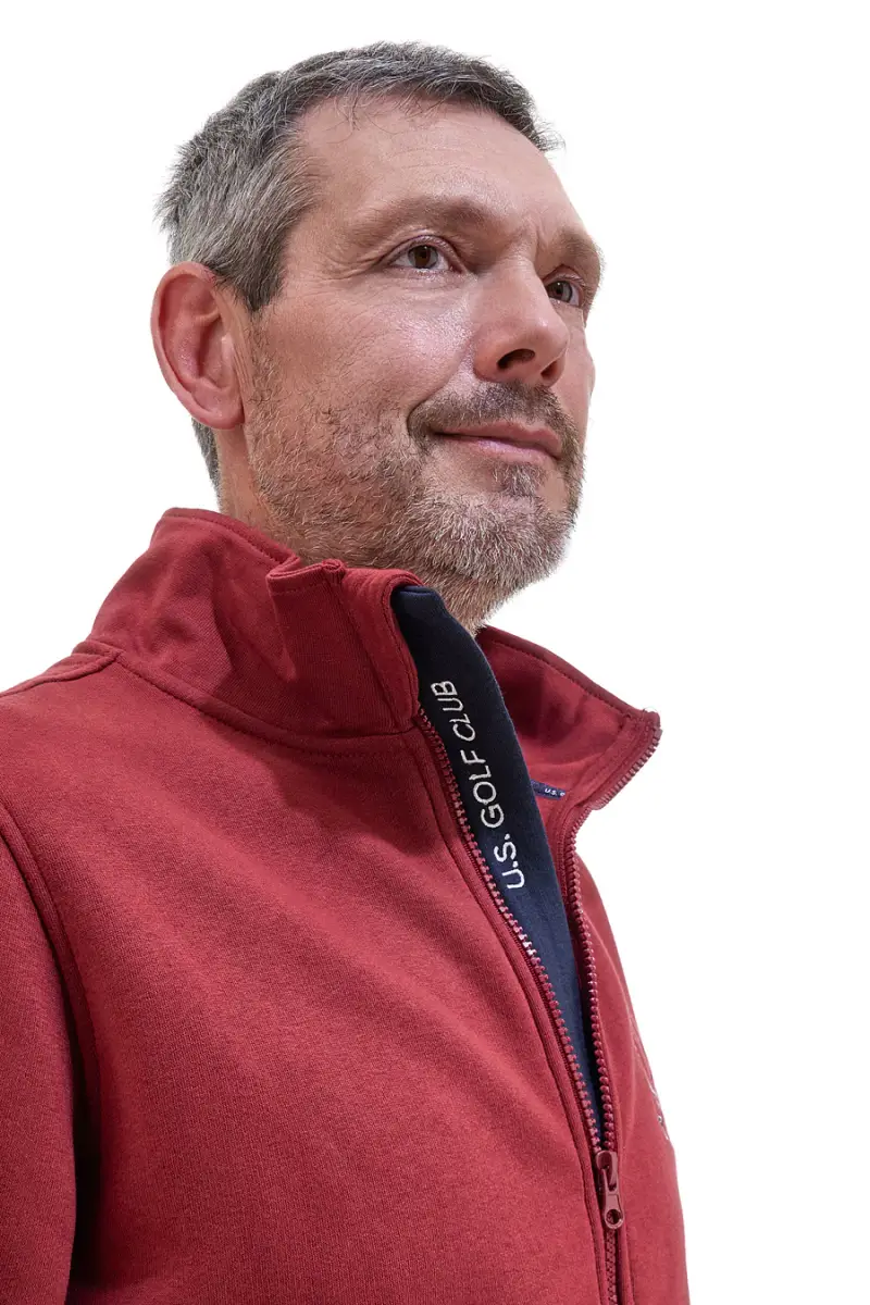 Felpa rossa full zip con ricamo U.S. Golf Club F110 [BORDO'] miniatura 5