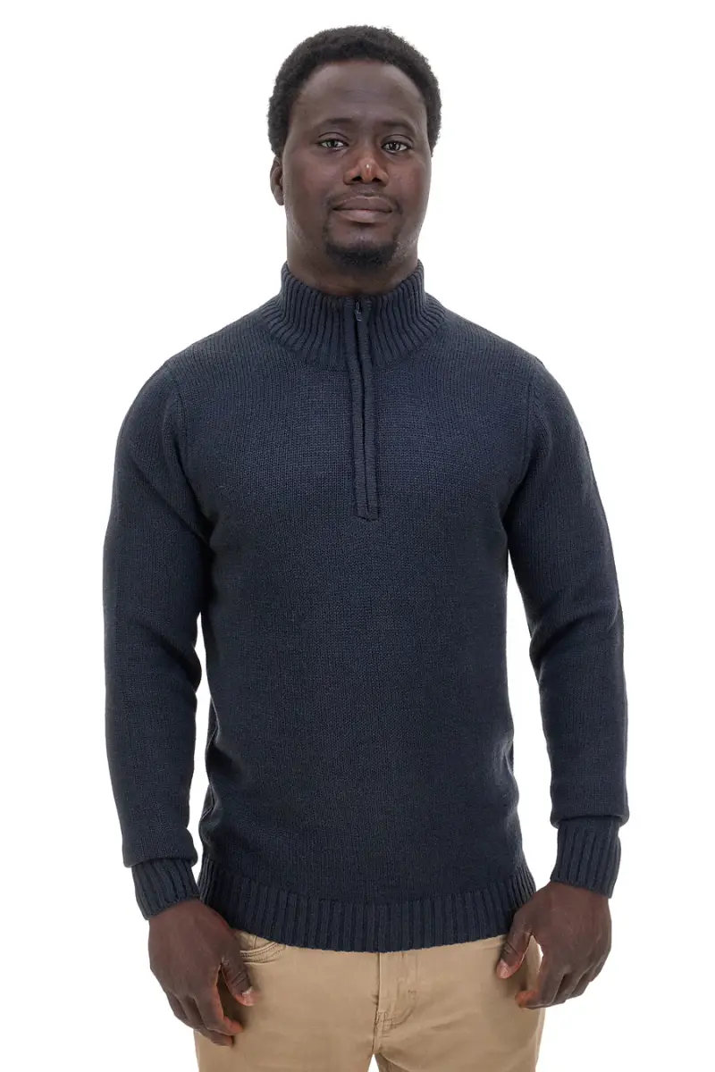 Maglione blu con collo zip in misto lana US Golf AC12 [BLUE] miniatura 3