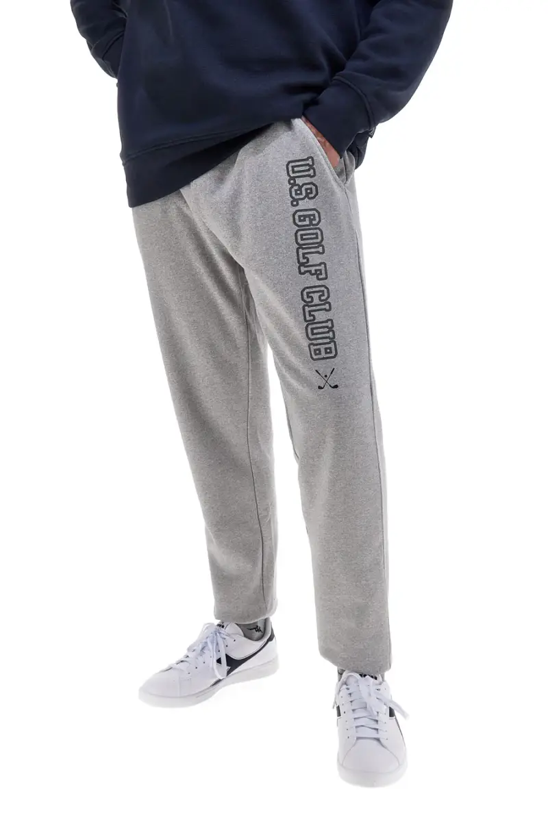 Pantaloni tuta grigi in cotone e poliestere con polsino alla caviglia U S Golf Club F105 [GRIGIO]