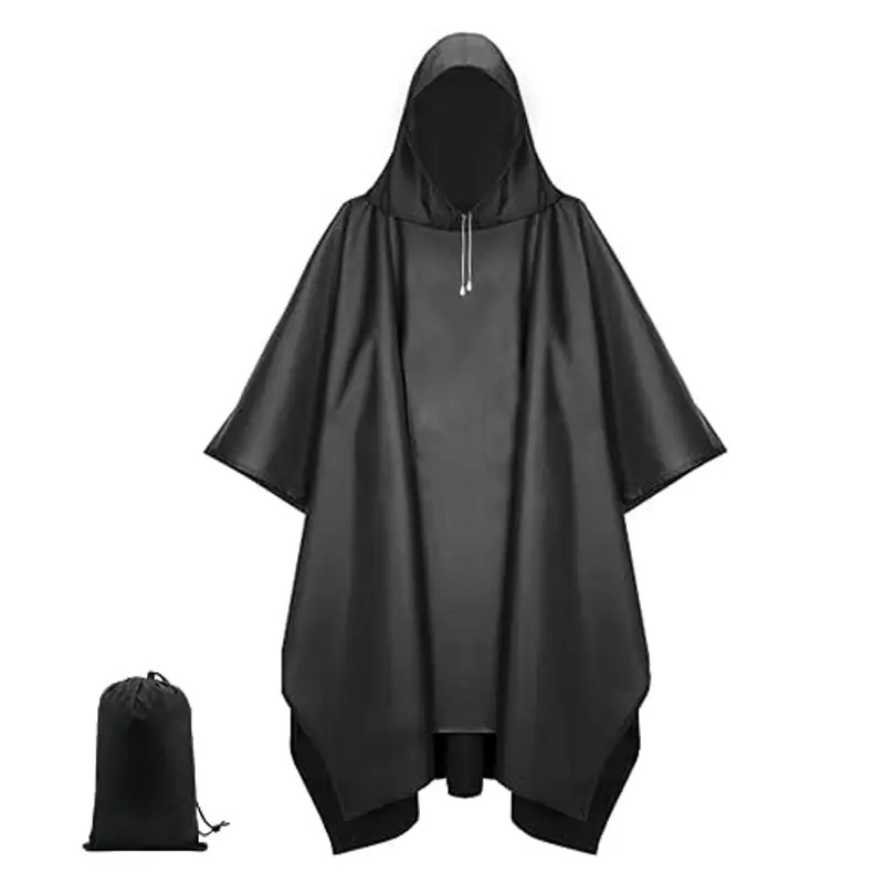 UTEFIF Poncho Impermeabile Multi-Funzionale 3-in-1 con Cappuccio Riutilizzabile Antipioggia Coperta da Picnic Tenda per Uomo e Donna