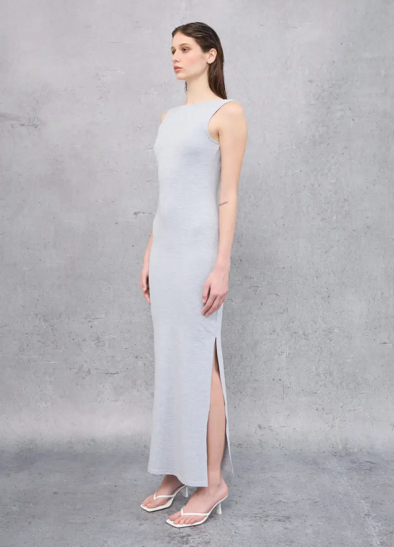 Backless Long Dress Grey Melange, Donna, Grigio miniatura 2