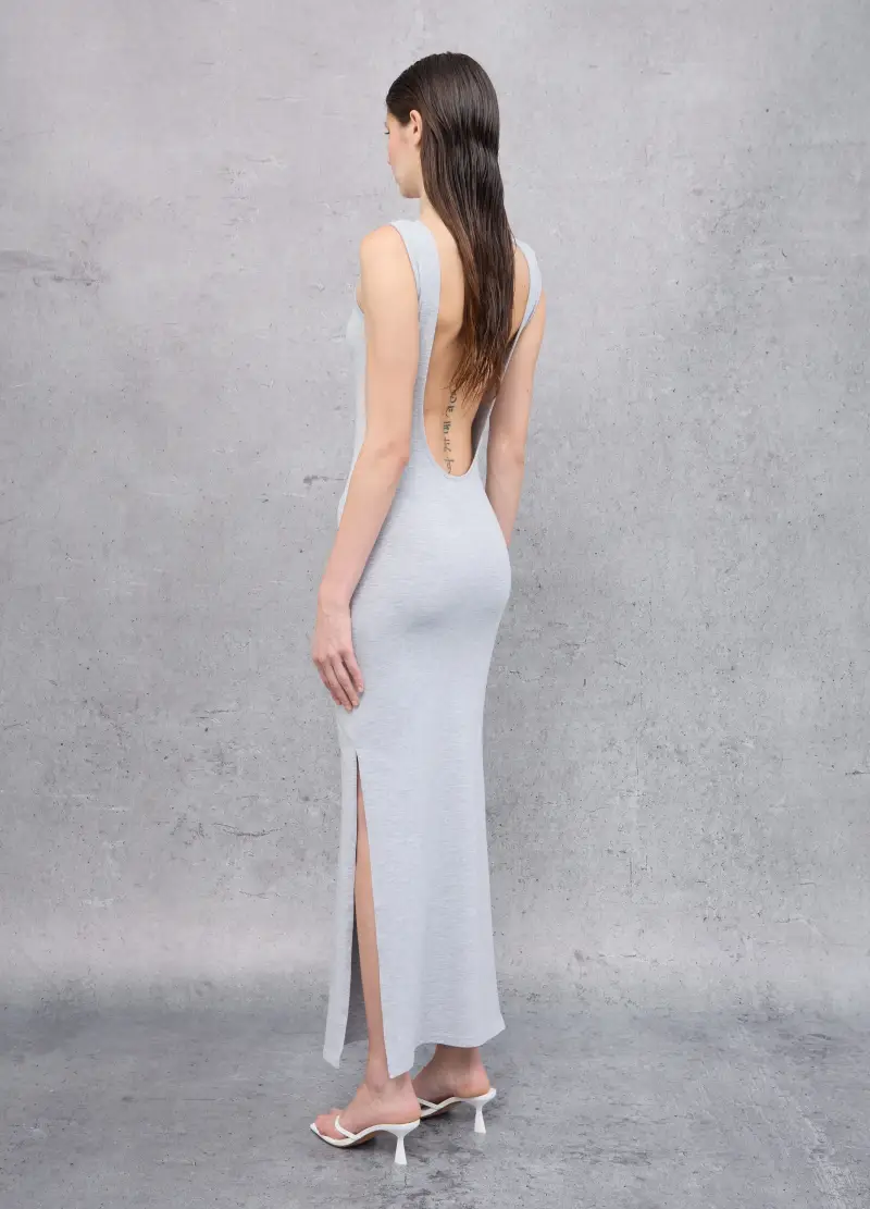 Backless Long Dress Grey Melange, Donna, Grigio miniatura 3