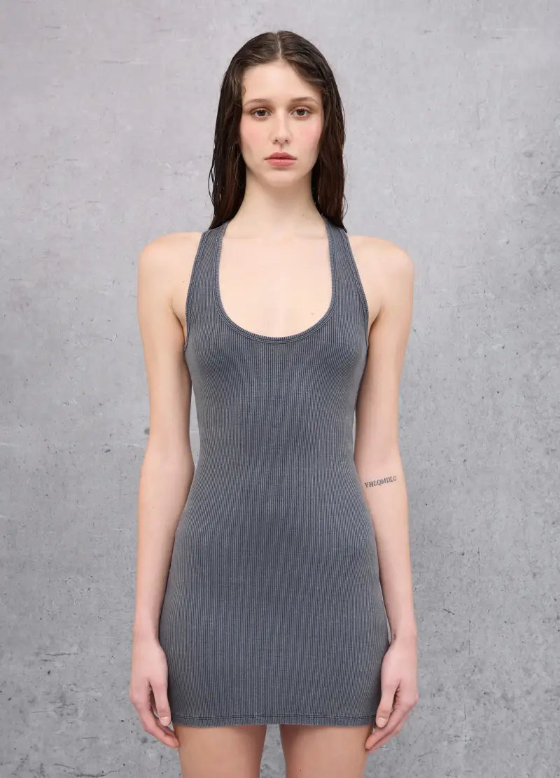 Backless Mini Dress Vintage Grey, Donna, Grigio miniatura 3