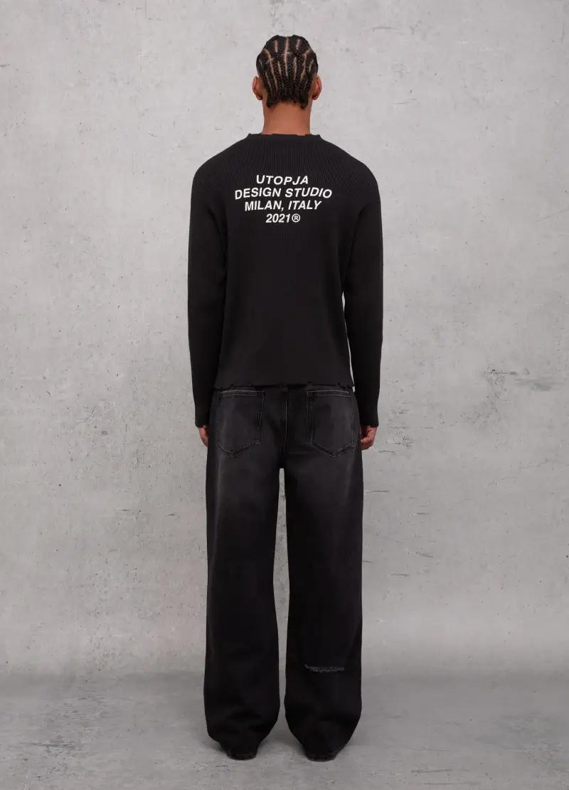 Baggy Denim Washed Black, Uomo, Nero miniatura 3