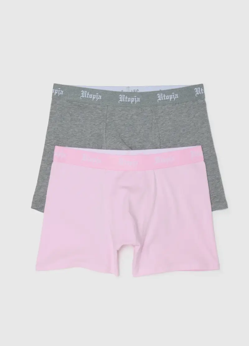 Bipack Boxer Pink & Grey Melange, Uomo, Multicolor