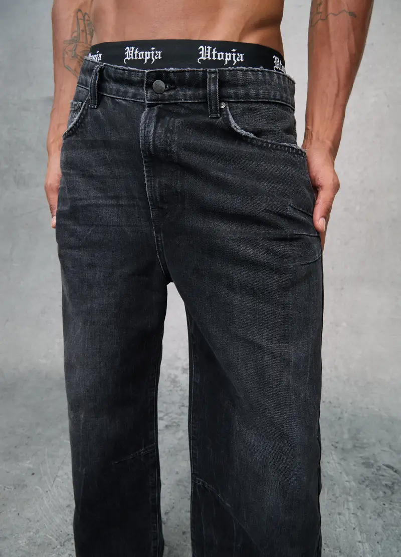 Bootcut Denim Washed Black, Uomo, Nero miniatura 2