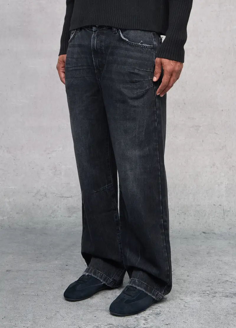 Bootcut Denim Washed Black, Uomo, Nero miniatura 3