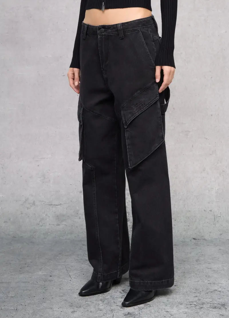 Cargo Denim Vintage Black, Donna, Nero miniatura 2