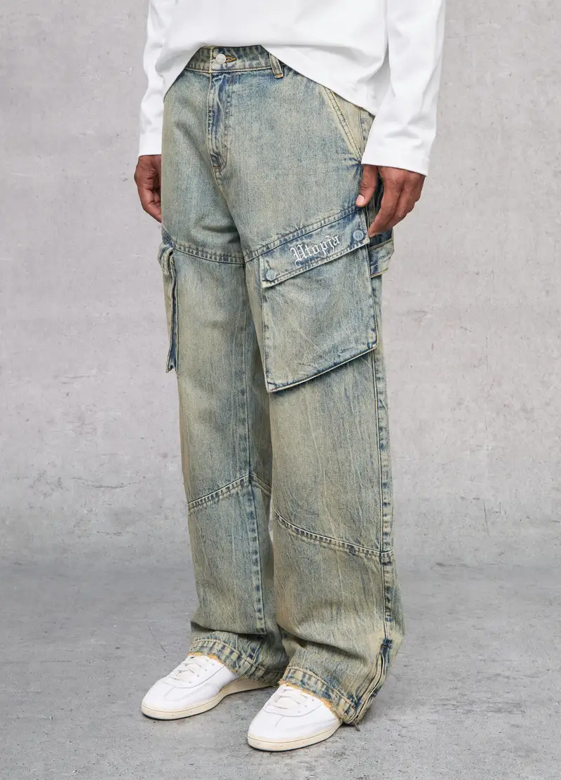 Cargo Denim Washed Light Blue & Tea, Uomo, Denim miniatura 2