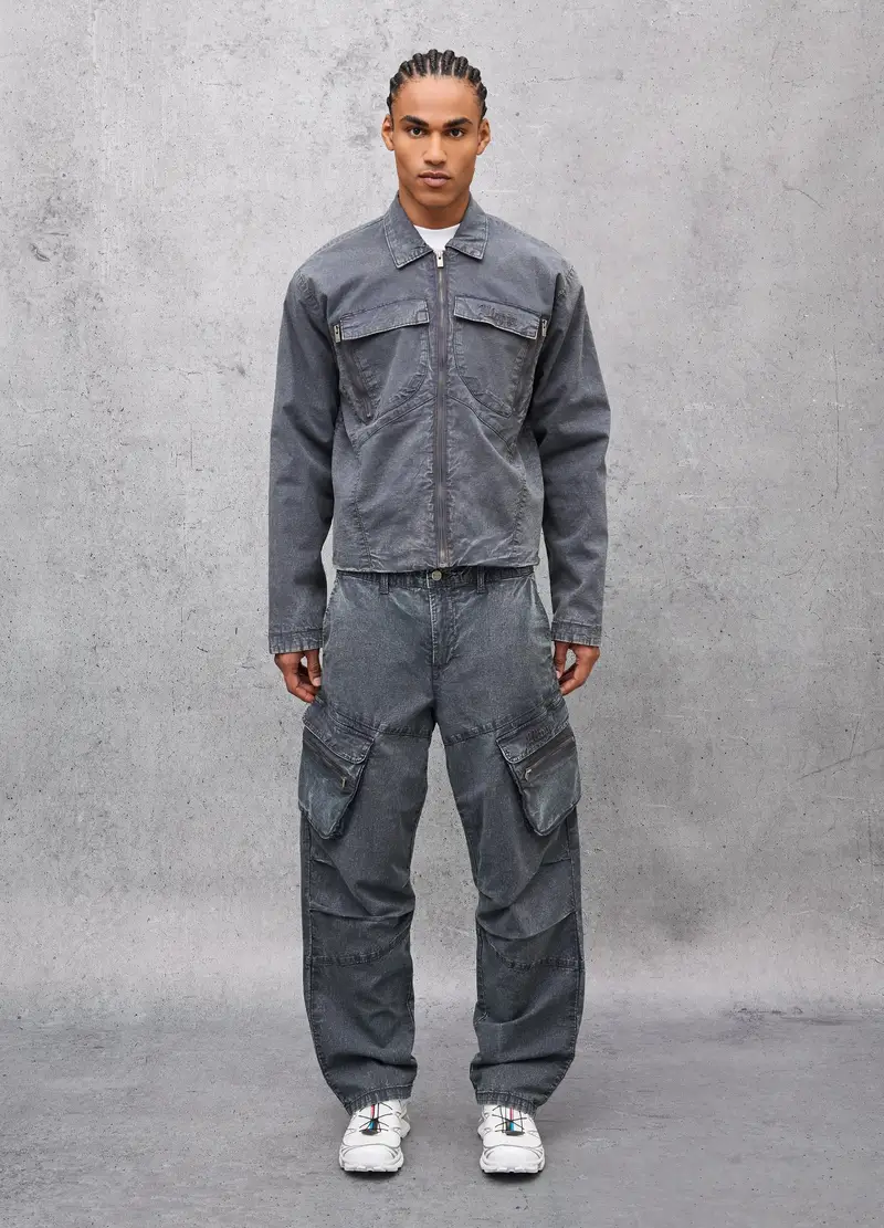 Cargo Pants Washed Grey, Uomo, Grigio