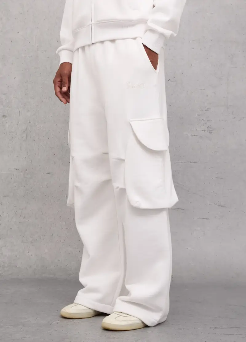 Cargo Sweatpants White, Uomo, Bianco
