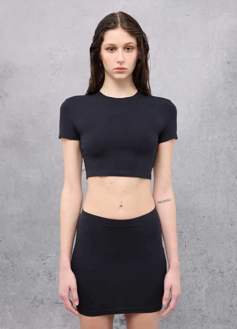 Crop T-shirt Black, Donna, Nero