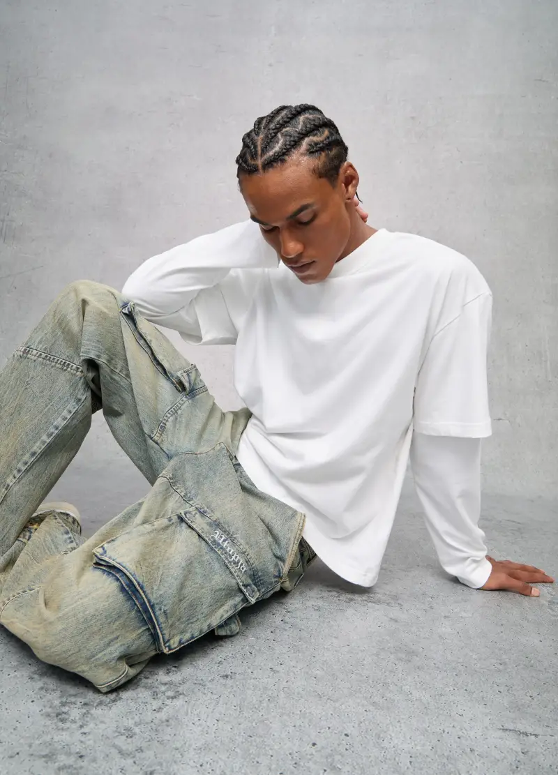 Double Longsleeve White, Uomo, Bianco