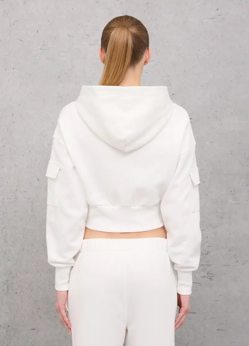 Utopja Felpa Bianca In Misto Cotone Con Zip Donna miniatura 3