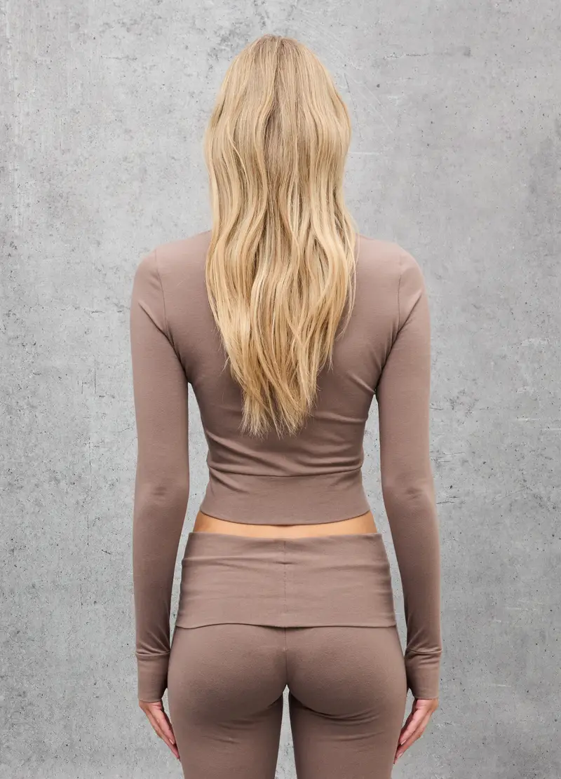 Fitted Full-zip Mocha, Donna, Marrone miniatura 2