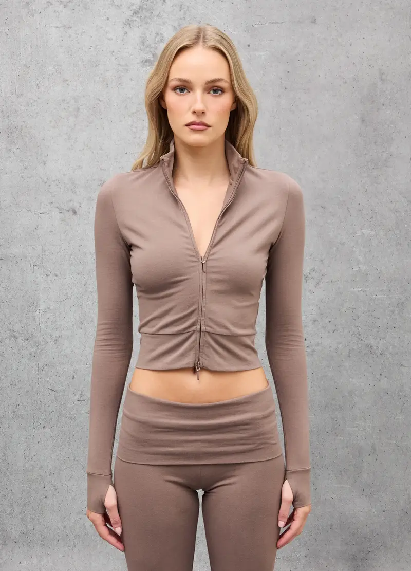 Fitted Full-zip Mocha, Donna, Marrone