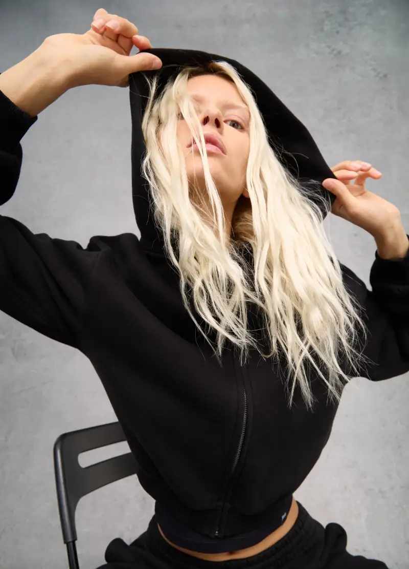 Hoodie Full-zip Black, Donna, Nero