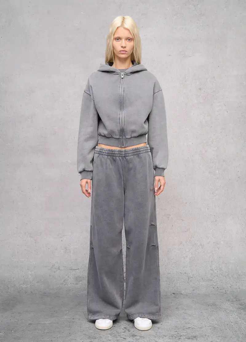 Hoodie Full-zip Vintage Grey, Donna, Grigio miniatura 3