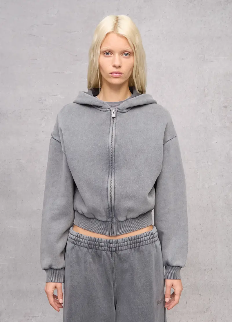 Hoodie Full-zip Vintage Grey, Donna, Grigio