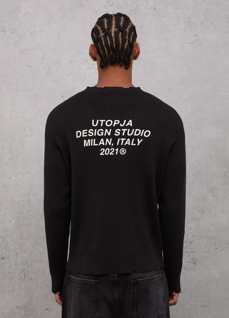 Light Knit Crewneck Black, Uomo, Nero