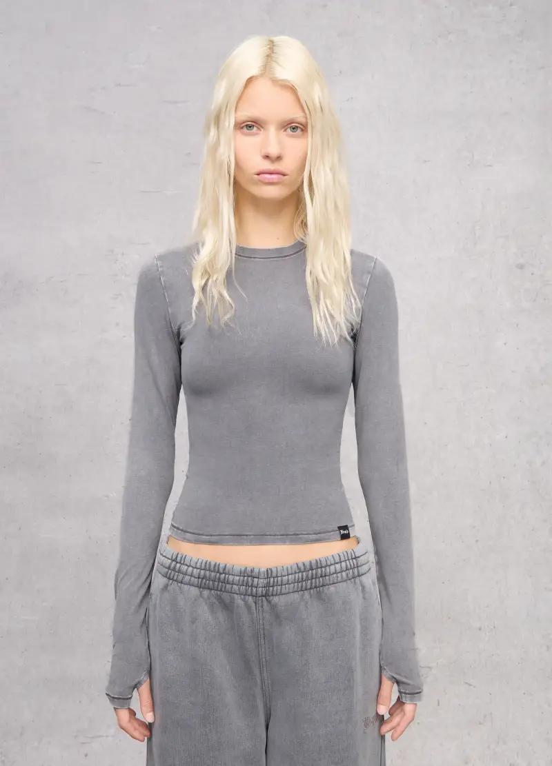 Perfect Longsleeve Vintage Grey, Donna, Grigio miniatura 2