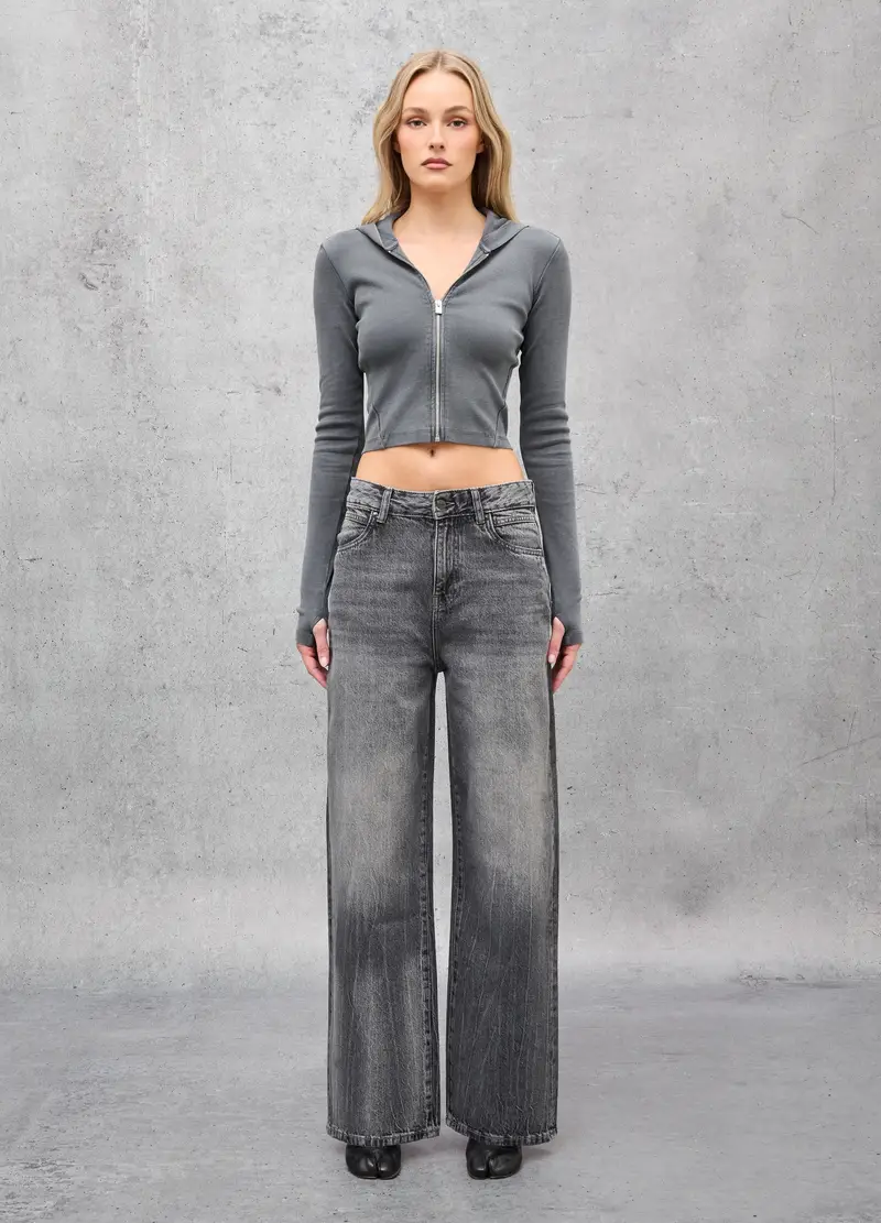 Relaxed Denim Acid Black, Donna, Grigio