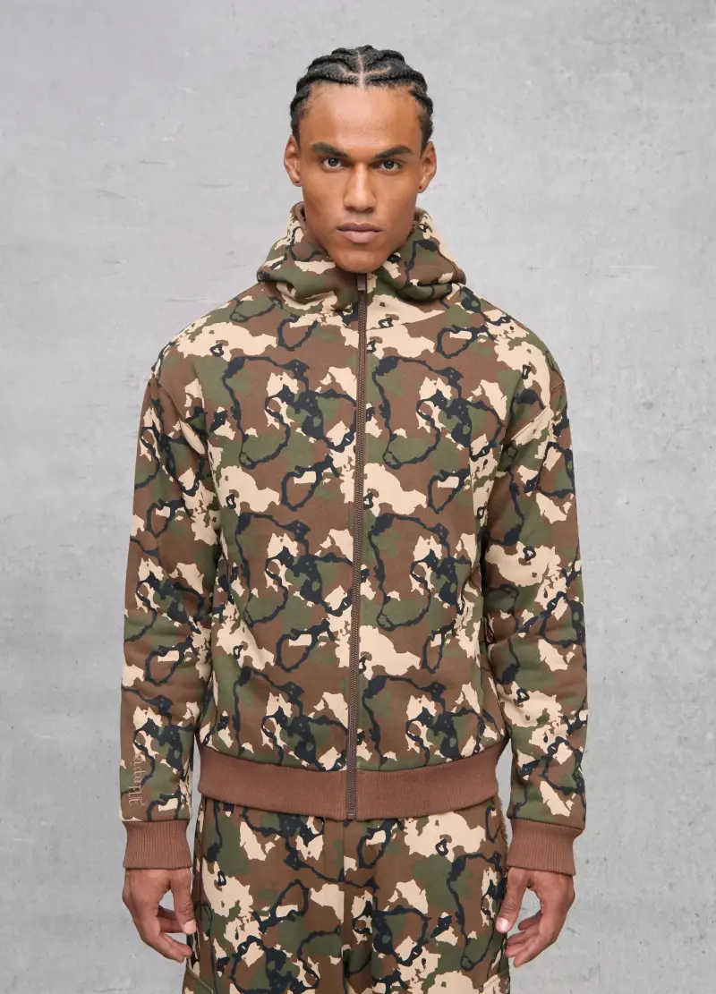 Reversible Teddy Full-zip Hoodie Camouflage, Uomo, Multicolor miniatura 2