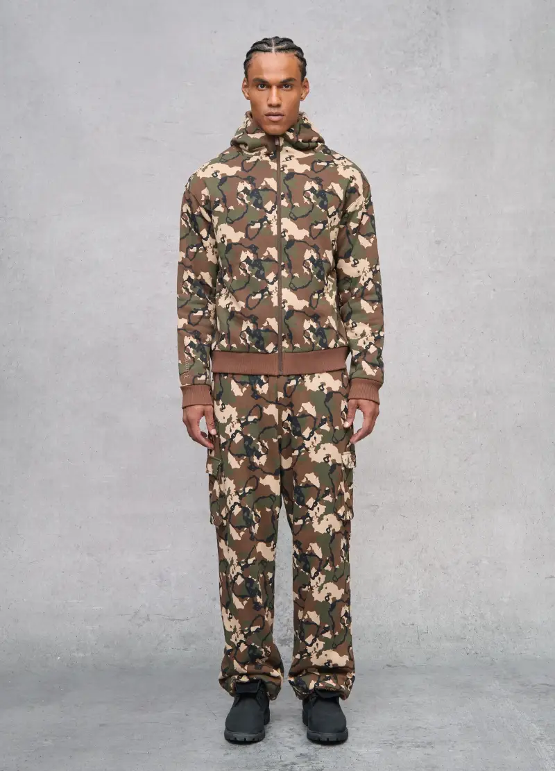 Reversible Teddy Full-zip Hoodie Camouflage, Uomo, Multicolor miniatura 3