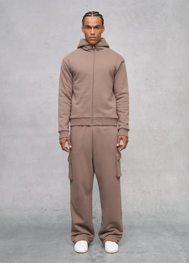 , Reversible Teddy Full-zip Hoodie Mocha, Uomo, Marrone miniatura 3