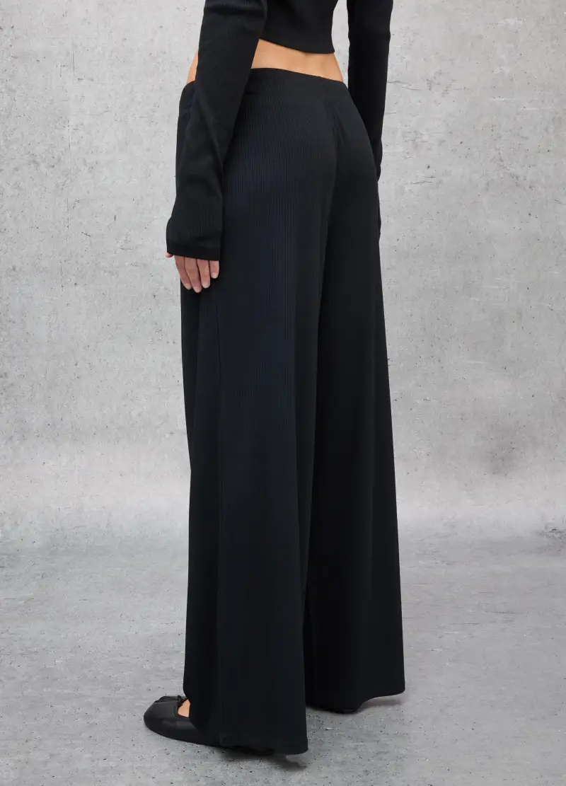 Ribbed Fluid Trousers Black, Donna, Nero miniatura 3