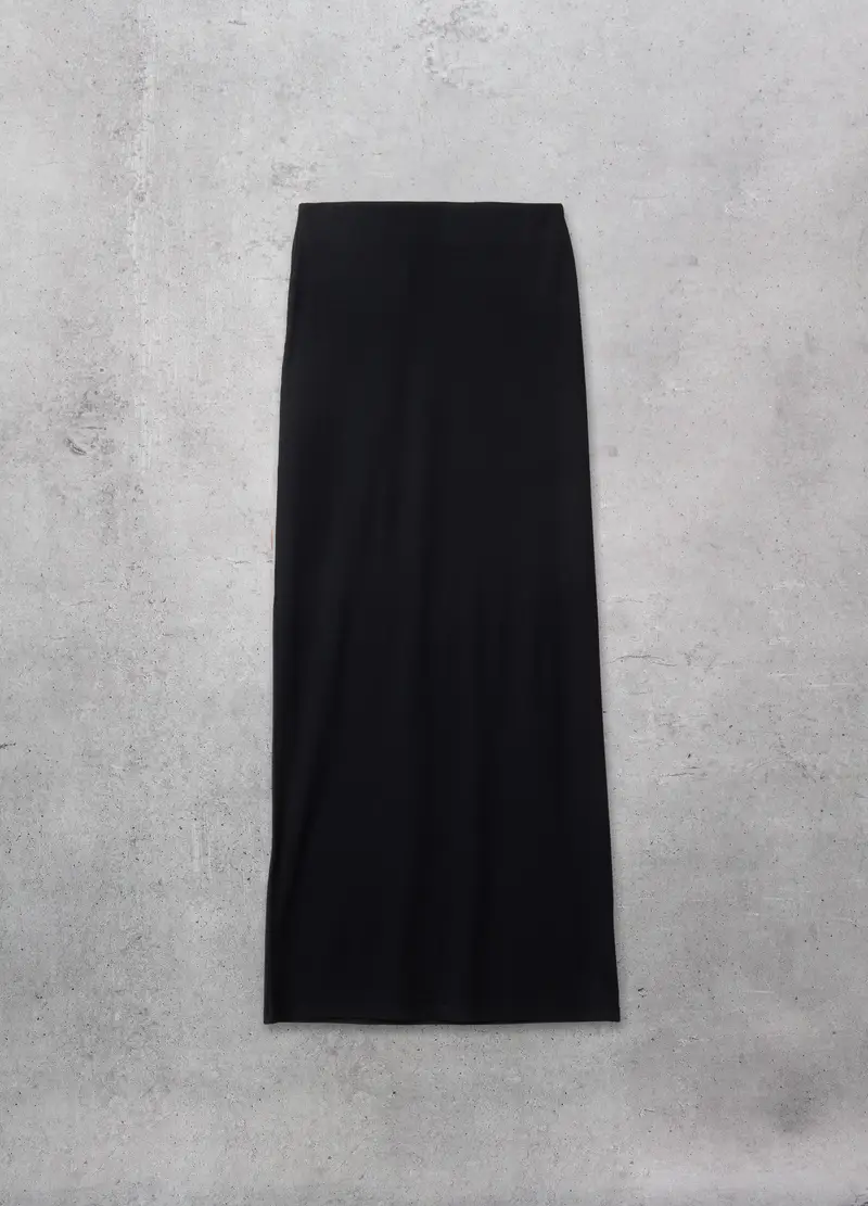 Ribbed Long Skirt Black, Donna, Nero