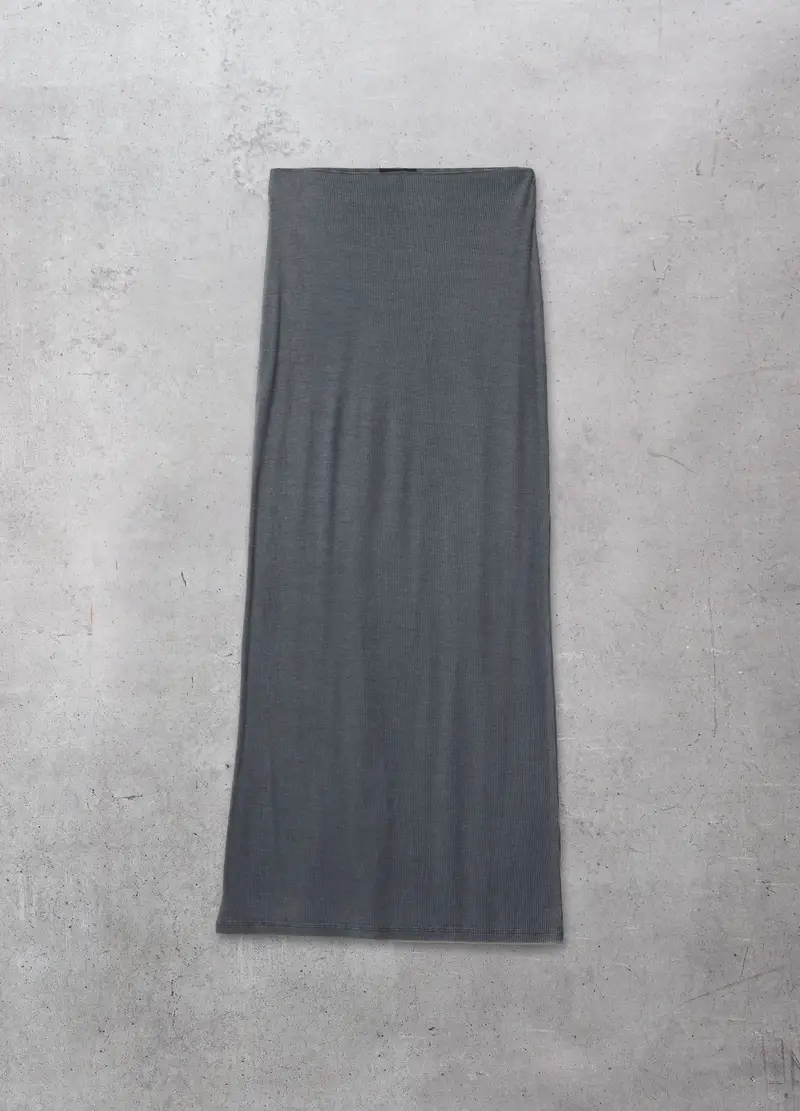 Ribbed Long Skirt Vintage Grey, Donna, Grigio