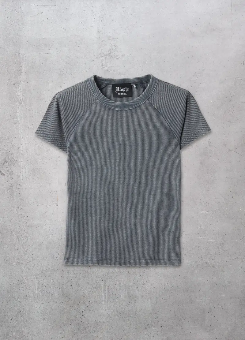 Ribbed Perfect T-shirt Vintage Grey, Donna, Grigio