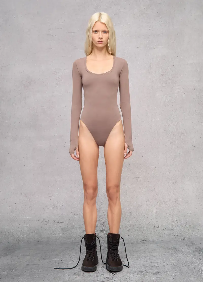 Scoop-neck Bodysuit Mocha, Donna, Marrone miniatura 3